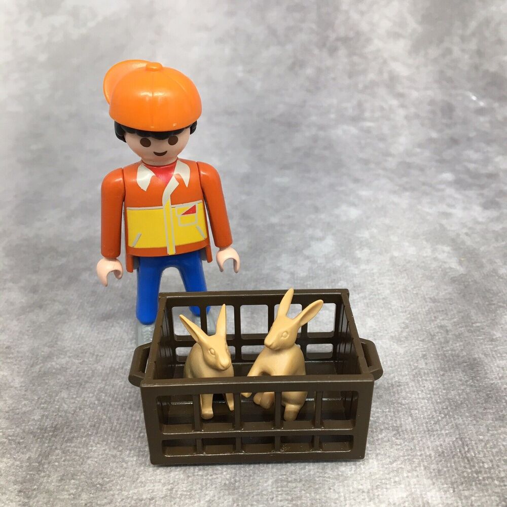 Playmobil Male Figure W/ Crate of Rabbits